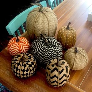 Burlap pumpkins.